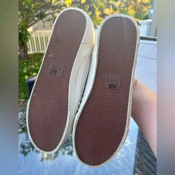 Madewell Sidewalk Sneakers Pale Parchment Cream Leather Minimalist Modern ND989 - Picture 9 of 10